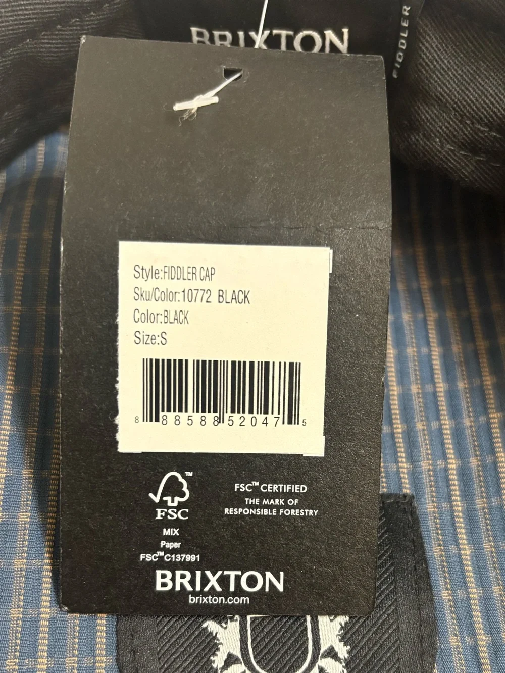 Brixton Fiddler Fisherman Cap, Black, NWT, Size S